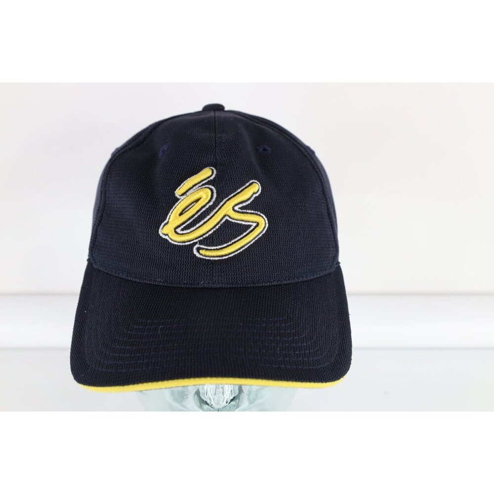 Vtg 90s es Skateboarding Skateboard Spell Out Knit Snapback Hat Cap Navy Blue